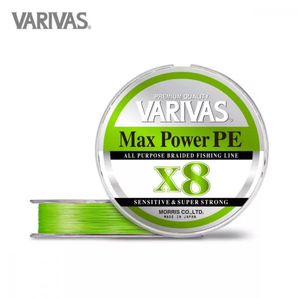 VARIVAS MAX POWER PE X8 150m #1.5 28.6lb 0.205mm Lime Green Fluo