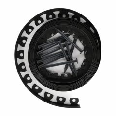   Kerti ágyásszegély szett flex fekete 5 cm x 10 m 20 db leszúrótüskével