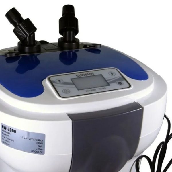 SunSun HW-3000 külső akvárium szűrő LCD + UV-C lámpa 1200–3000 l/h