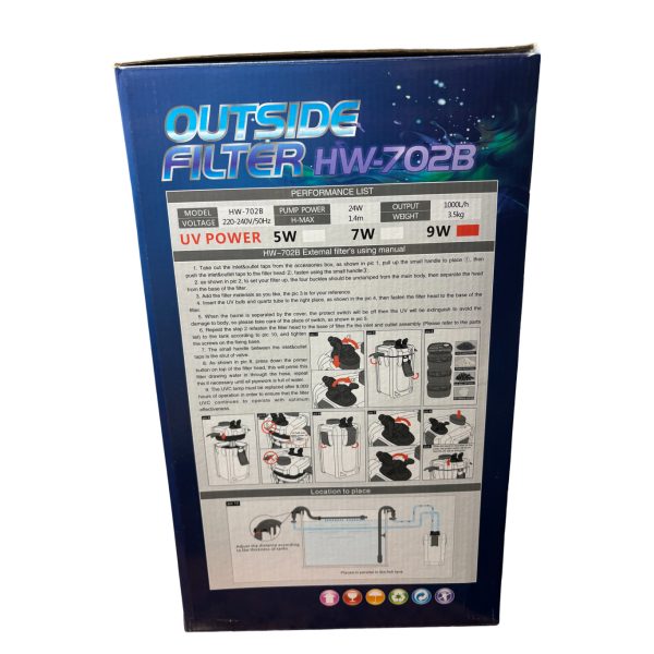 SunSun HW-703B külső akvárium szűrő 1400 l/h + 9W UV-C lámpa
