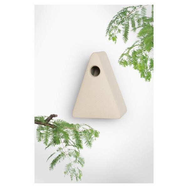 NINA kerámia fészkelő odú, bézs - kézzel készített 12,3x16x21