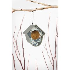   EVIE 100%-ban újrahasznosított madáretető, szürke, virágos előlappal 15x13,5x17