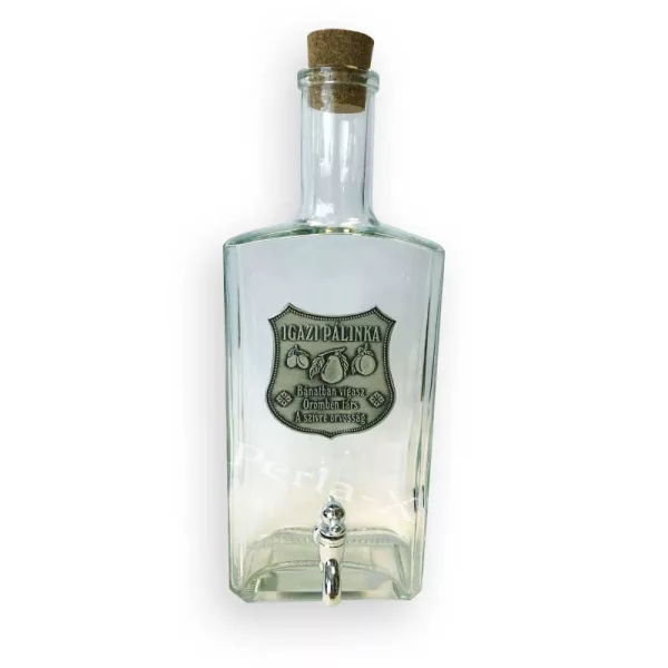 Üveg, csapos kocka 1 literes - ón cimkés