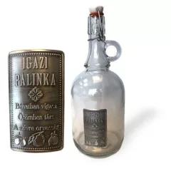 Üveg, csatos, füles 1l - ón cimkés