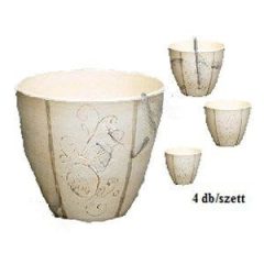 Agyag kaspó SZETT FEHÉR+minta körben