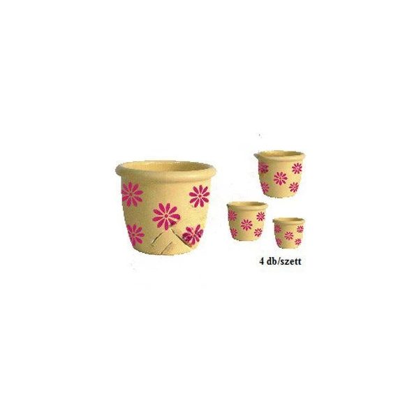 Agyag HORDÓ SZETT FEHÉR alap/PINK virág