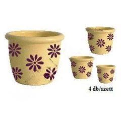 Agyag HORDÓ SZETT FEHÉR alap/ LILA virág