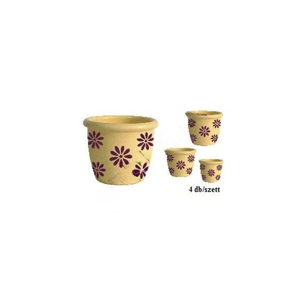 Agyag HORDÓ SZETT FEHÉR alap/ LILA virág