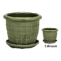 Agyag cserép+alátét ZÖLD szett