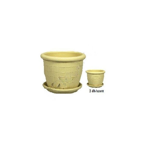 Agyag cserép+alátét VAJ színű szett