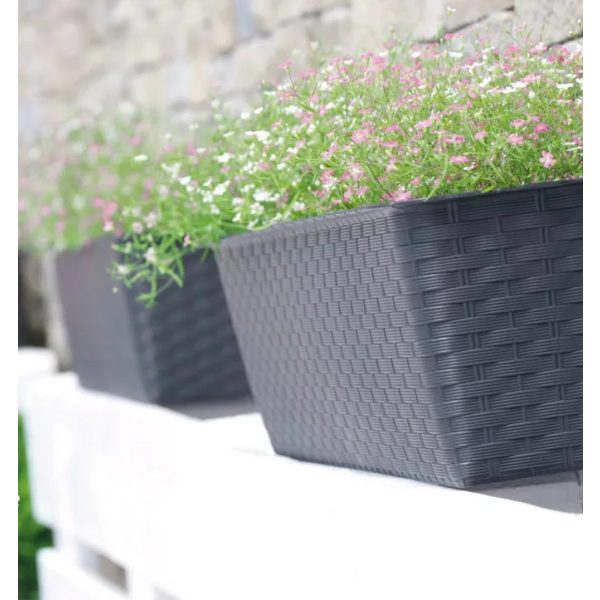 Balkonláda rattan ALÁTÉTTEL, ISR400P, 40 cm SÖTÉTBARNA (10 db/csomag) - ár/db