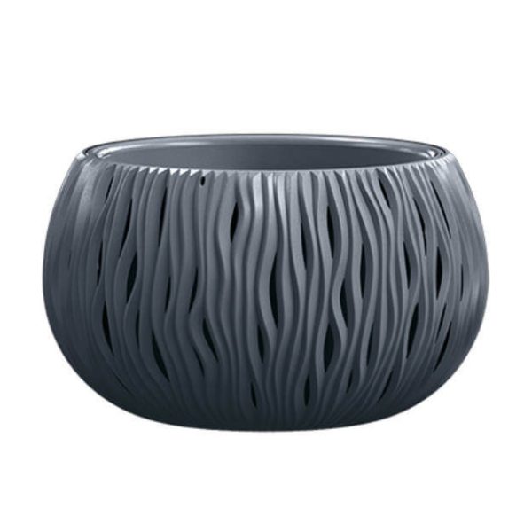Virágtál, betét+akasztó, 37 cm DSK370WS HULLÁMOS SZÜRKE