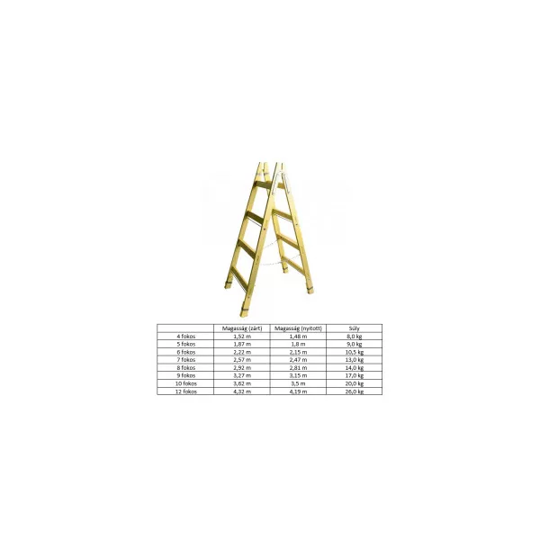 Létra fa erősített 4 fokos 13626