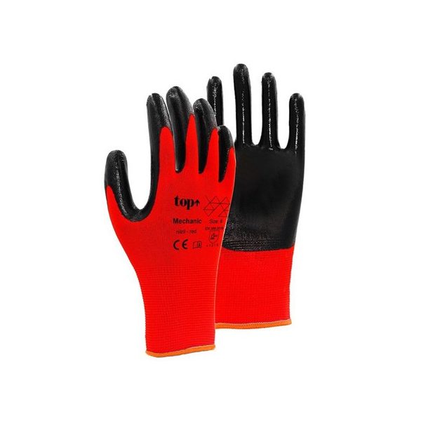 Kesztyű poliészter, nitril mártással TOP MECHANIC 8-as