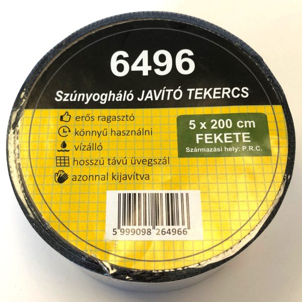 Szúnyogháló üvegszálas JAVÍTÓ TEKERCS FEKETE (5x200 cm)