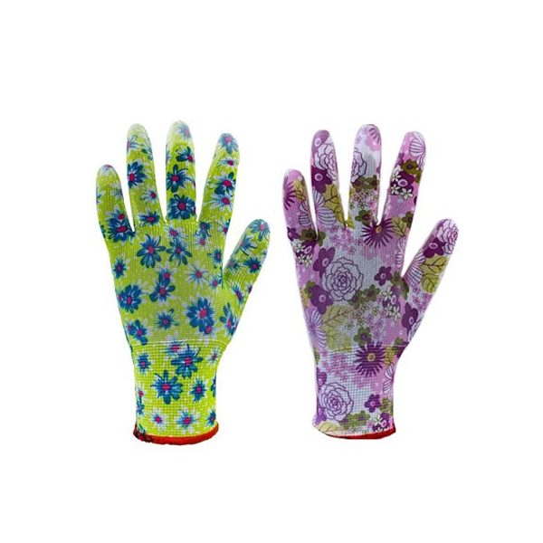 Kesztyű kertész virágmintás 8-as TOP PU FLOWER