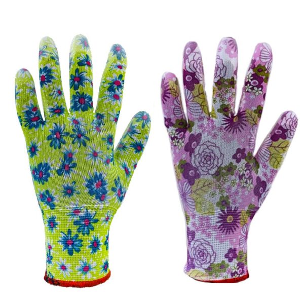 Kesztyű kertész virágmintás 9-es TOP PU FLOWER