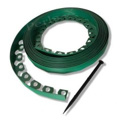   Elasztikus gyepszegély ZÖLD 3,8cmx10m 20db leszúrótüskével