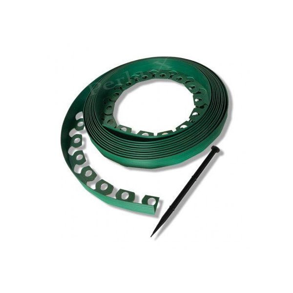 Elasztikus gyepszegély ZÖLD 3,8cmx10m 20db leszúrótüskével
