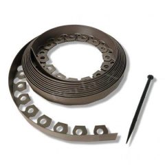   Elasztikus gyepszegély BARNA 3,8cmx10m 20db leszúrótüskével