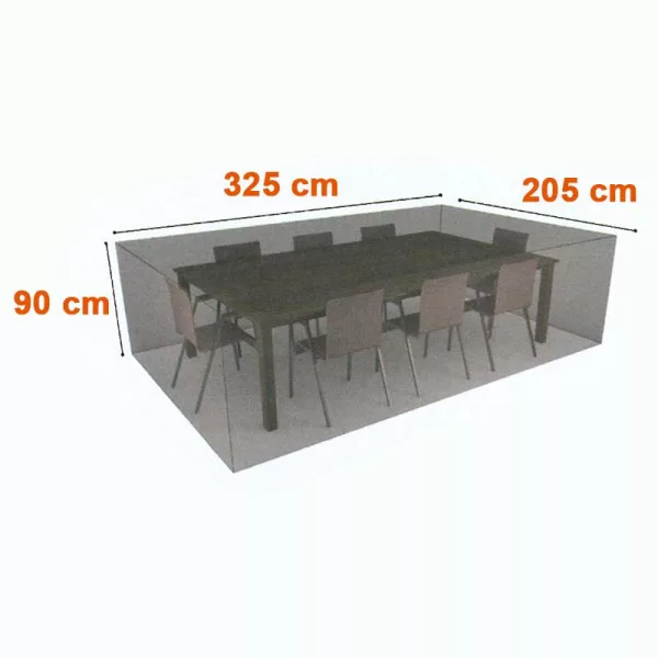 Kültéri bútortakaró COVERTOP aszt+8szék 325x205xh.90cm bronz 90gr   (2013600)