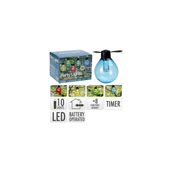 Fényfüzér 10db-os, 8 funkciós, színes, elemes (AF5000750)