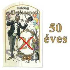   Figurás Íves Pálinkás Címke - 50.SZÜLETÉSNAP - (10db/cs) - ár/db