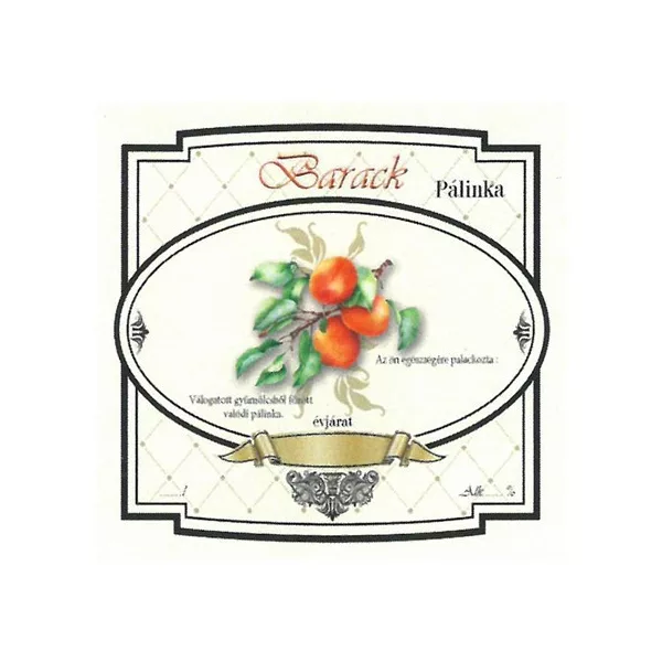 Széles Pálinkás Címke - BARACK (10db/cs) - ár/db