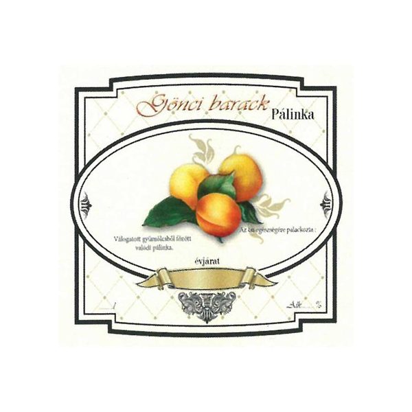Széles Pálinkás Címke - GÖNCI BARACK (10db/cs) - ár/db