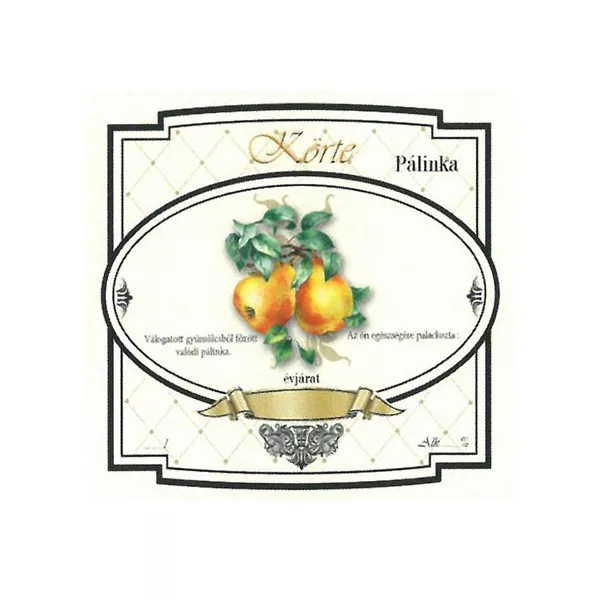 Széles Pálinkás Címke - KÖRTE (10db/cs) - ár/db