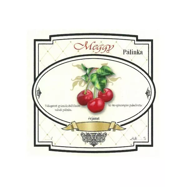 Széles Pálinkás Címke - MEGGY (10db/cs) - ár/db