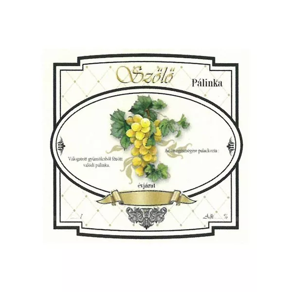 Széles Pálinkás Címke - FEHÉR SZŐLŐ (10db/cs) - ár/db