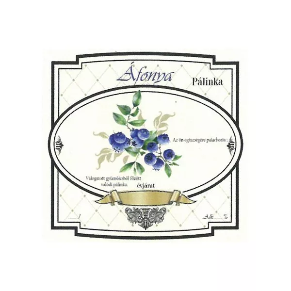 Széles Pálinkás Címke - ÁFONYA (10db/cs) - ár/db