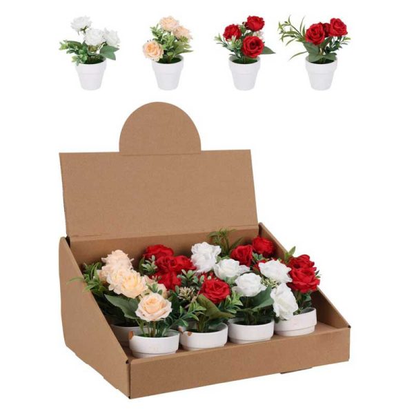 Művirág - Rózsa - cserépben - 3 színben (PL4003100)