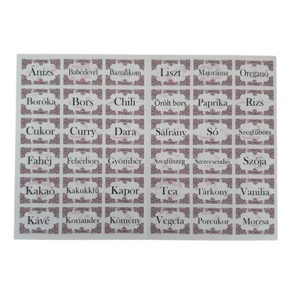 Fűszercímke (2 ív /csomag) - ár/db