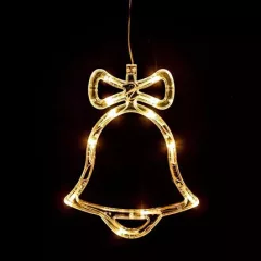   Ablakdísz Harang tapadókoronggal, 16 x 20 cm, 12 LED meleg fehér, elemes(KDE 009)