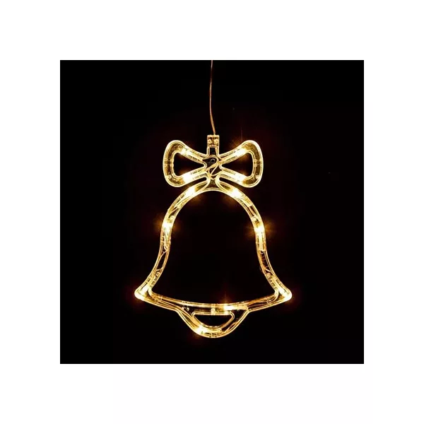 Ablakdísz Harang tapadókoronggal, 16 x 20 cm, 12 LED meleg fehér, elemes(KDE 009)