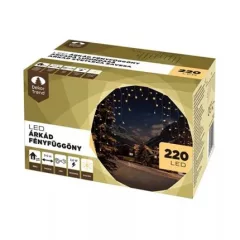   Fényfüggöny, meleg fehér, átlátszó kábel, 200 x 200 cm, 220 LED (KDB003)