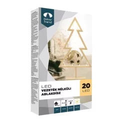   Ablakdísz, meleg fehér, vezeték nélküli, 39 cm, 20 LED - FENYŐ (KDE103)