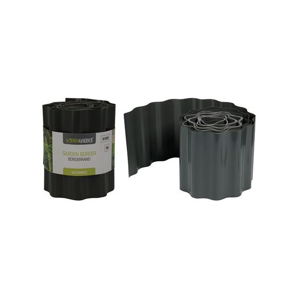 Pázsitszegély műanyag - szürke 15cmx9m (CY8954610)