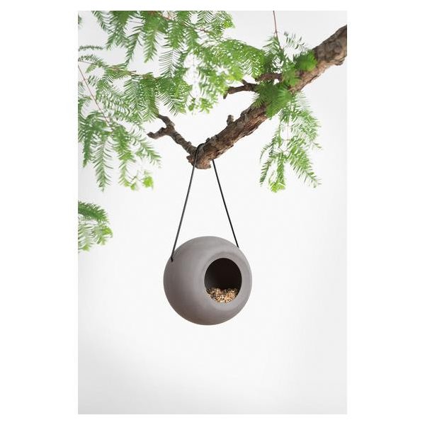 LISA kerámia madáretető szürke - kézzel készített 16x14x16