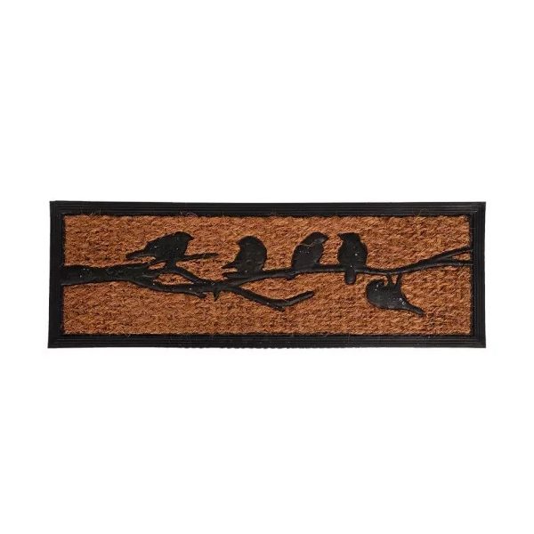 Kókuszrost és gumi lábtörlő madár mintás 75x25cm