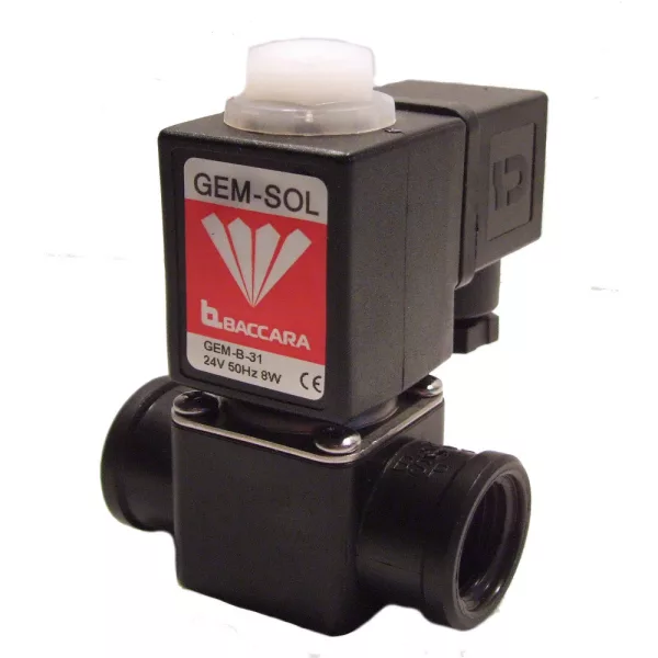 BACCARA 1/2" belső menetes, PVC szívóra korrozív anyagokhoz, AC mágnesszelep