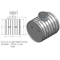  Földalatti tartály 2,5m3-es lépésálló 1500x1500 álló/fekvő hengeres