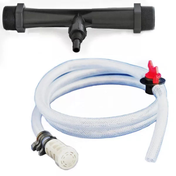 Venturi tápoldatfelszívó 6/4" 5-10m3/h átfolyáshoz  szűrővel, szab. csappal, csővel