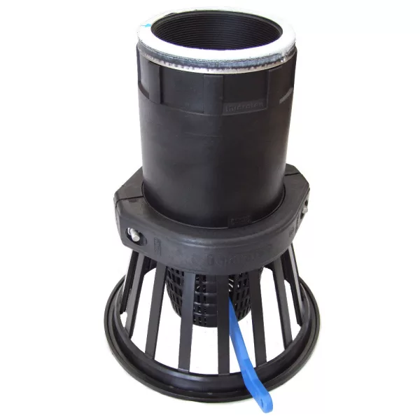 PP lábszelep műanyag 3" belső menettel, rácsos leeresztős