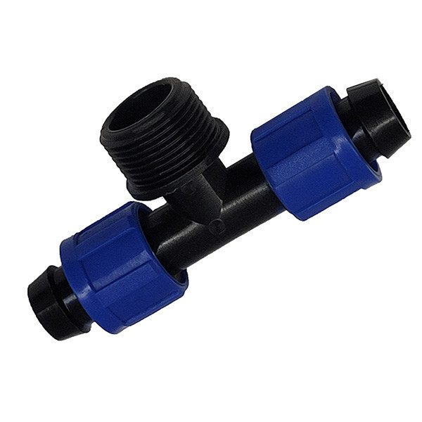 T-idom 20mm x 1/2" x 20 külső menetes, fordított szorítású gyorskötő idom