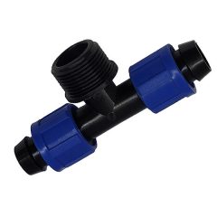   T-idom 20mm x 3/4" x 20mm külső menetes, fordított szorítású gyorskötő idom