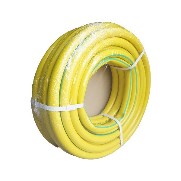 Locsolótömlő 1" 3 rétegű 25m sárga zöld csíkkal Sertsan