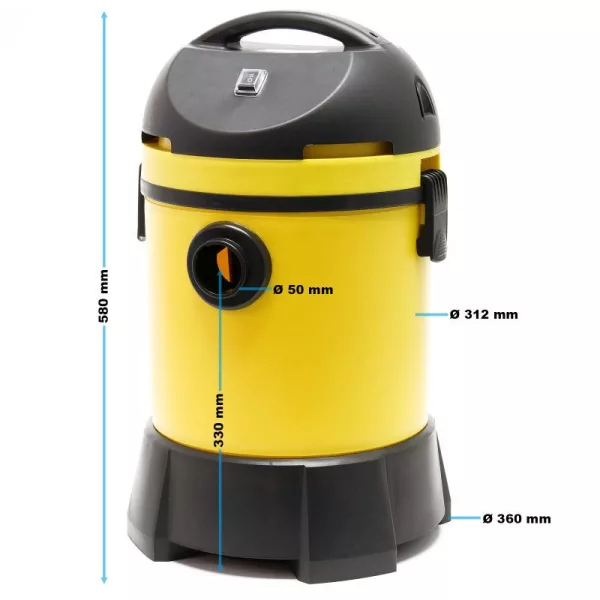 Tóporszívó, iszapfelszívó kertitó porszívó sárga-fekete 1400 W - automata ürítéssel nedves és száraz porszívózáshoz